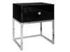 Stolik nocny glamour z szufladą i srebrnymi nogami Brisa czarny połysk