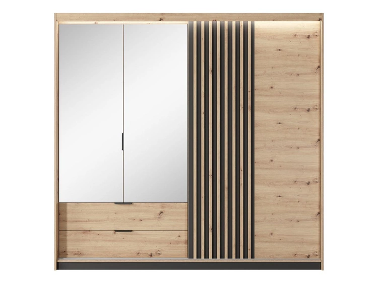 Szafa trzydrzwiowa z lustrem Turia Dąb Artisan i Antracyt