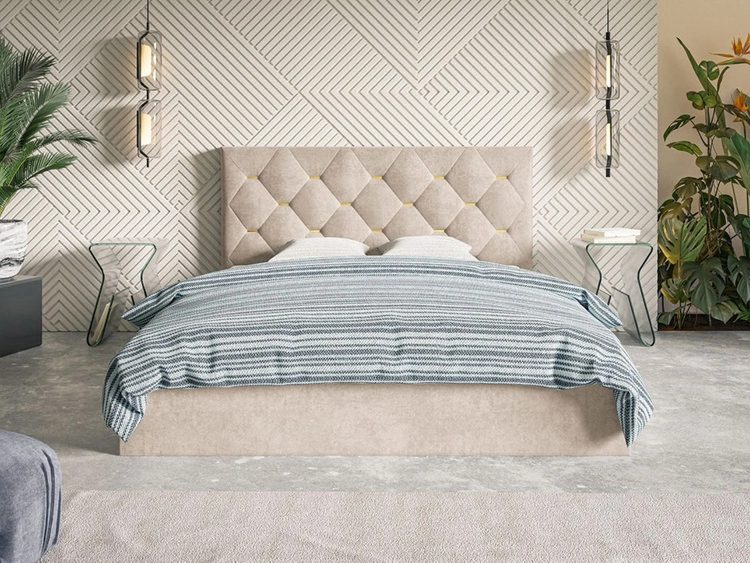 Łóżko tapicerowane z pojemnikiem i stelażem 160x200 Salento beżowe