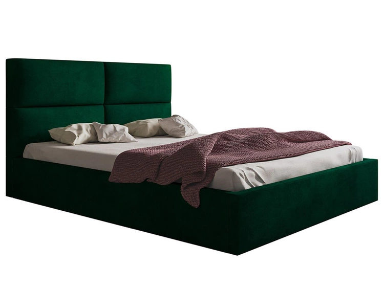Łóżko tapicerowane z pojemnikiem i stelażem 140x200 Marad zielone