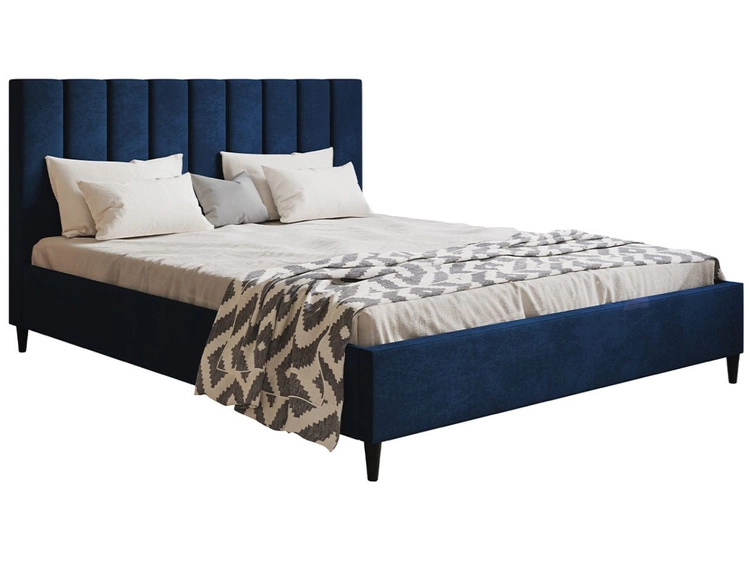 Łóżko tapicerowane 140x200 Snazi Ciemny niebieski