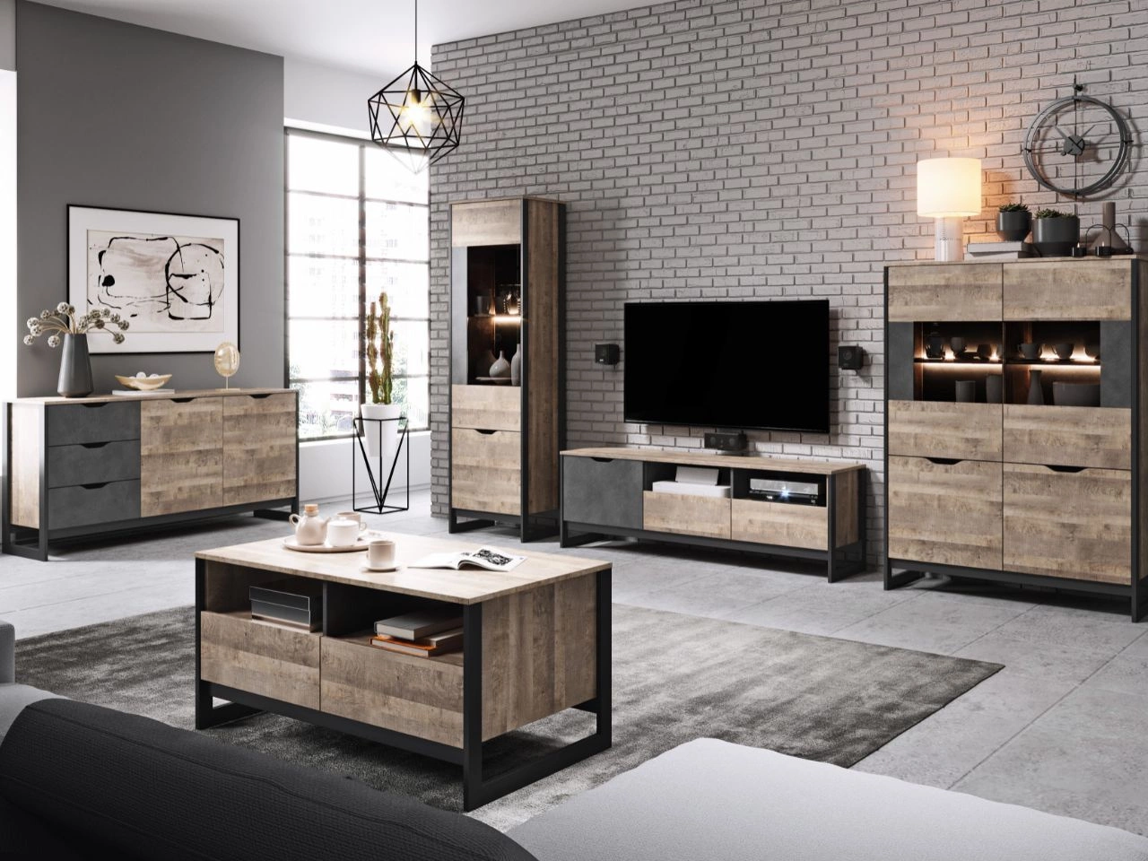 Zestaw mebli do salonu Denis Dąb Sand Grande, Matera