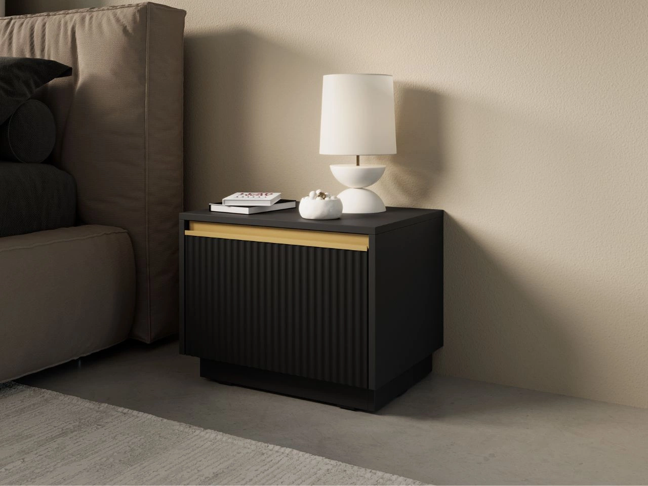 Stolik nocny z szufladą Roland Czarny