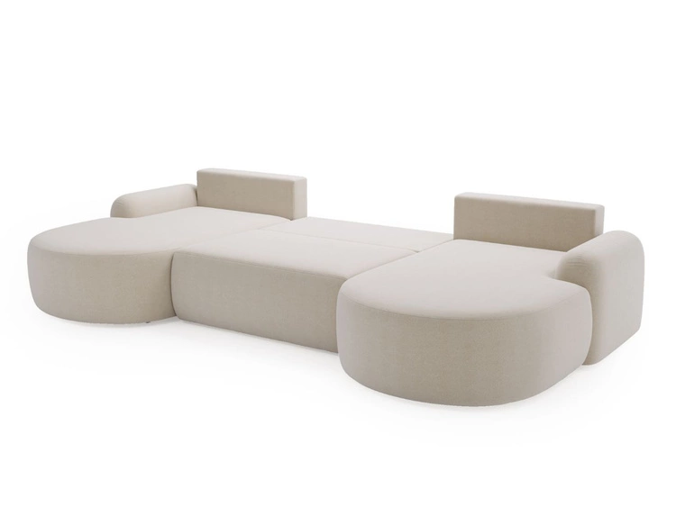 Narożnik U z funkcją spania i pojemnikiem Aurio Biały