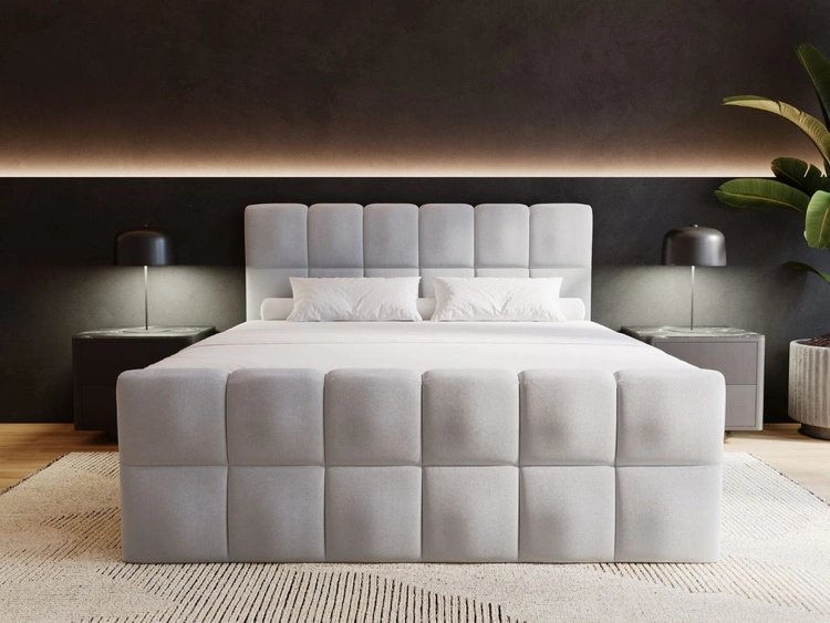 Łóżko kontynentalne z pojemnikiem na pościel 140x200 Alicante Szare