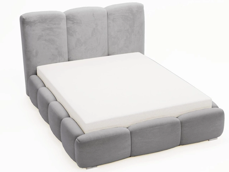 Łóżko tapicerowane z pojemnikiem i stelażem 120x200 cm Bubble Szare