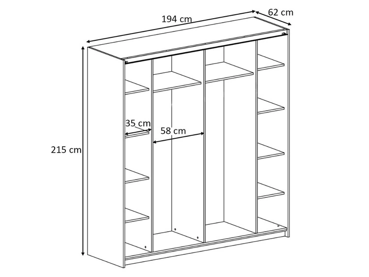 Szafa dwudrzwiowa z drzwiami przesuwnymi 194 cm Noaé Czarny połysk