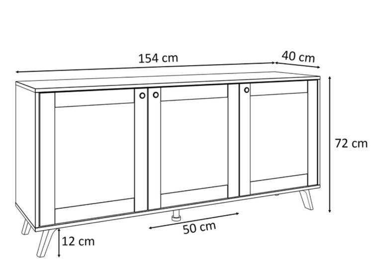 Komoda boho trzydrzwiowa z nadrukiem plecionki Bellance czarna