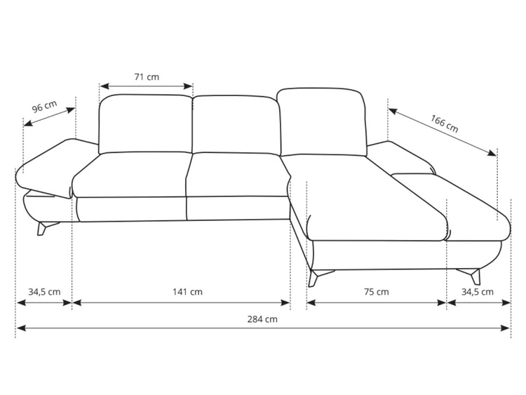 Narożnik L Lewy z funkcją spania i pojemnikiem Hannover Pomarańczowy