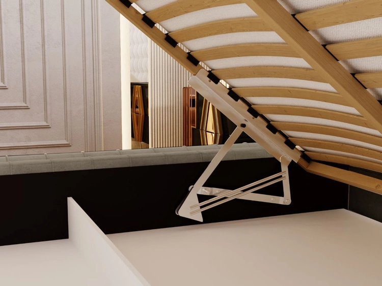 Łóżko tapicerowane z pojemnikiem i stelażem 120x200 Barbados Jasny brąz