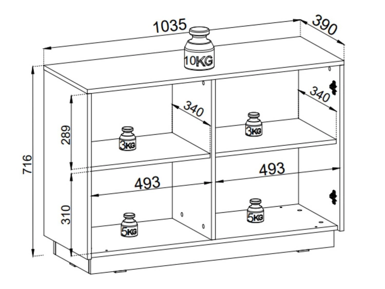 Komoda z drzwiami 104 cm Roland Biały
