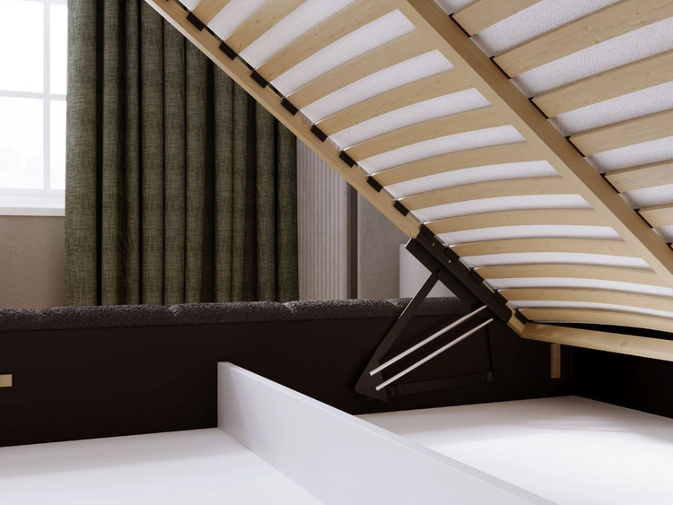 Łóżko tapicerowane z pojemnikiem i stelażem 120x200 Orio Czarny