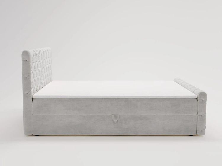 Łóżko kontynentalne z pojemnikiem na pościel 140x200 Lunaris Jasnoszare