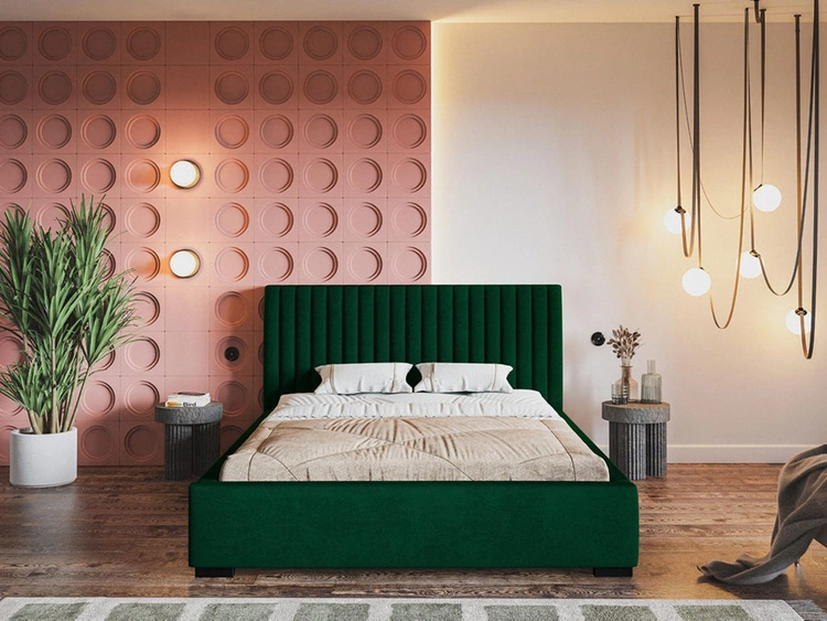 Łóżko tapicerowane z pojemnikiem i stelażem 160x200 Toscania Zielone