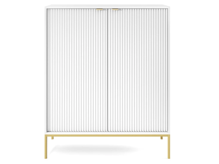 Komoda z drzwiami Amber biała na złotych nogach
