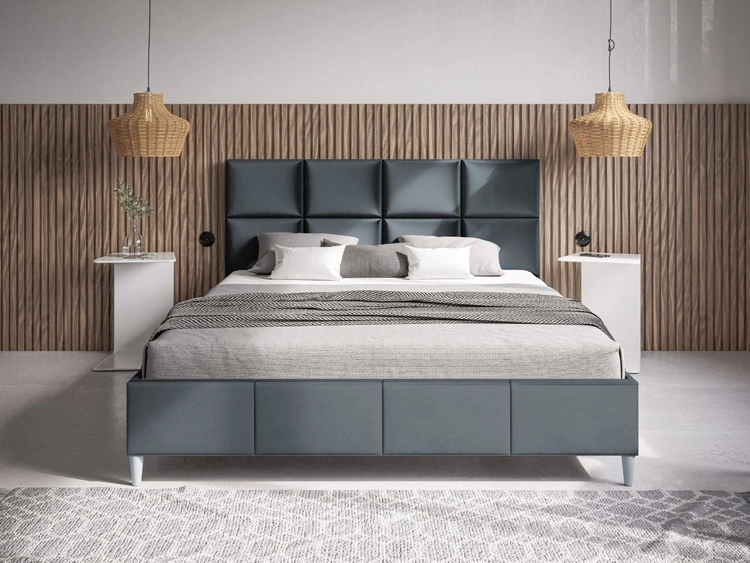 Łóżko tapicerowane ze stelażem 140x200 Luxe Ciemny szary