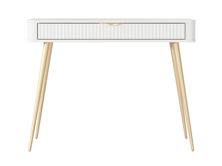 Toaletka ze złotymi metalowymi nogami Latina Biała