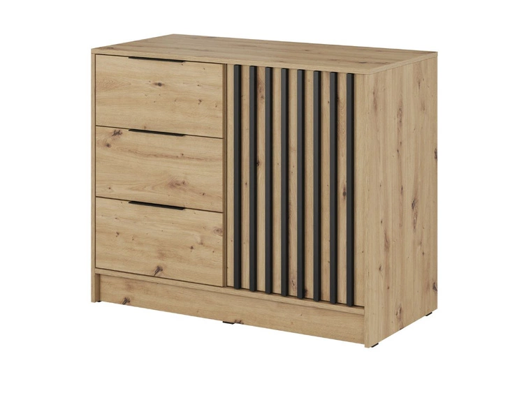 Komoda z drzwiami i szufladami 105 cm Macron Dąb Artisan z lamelami