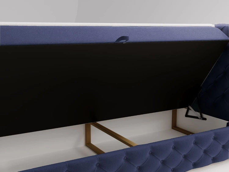 Łóżko kontynentalne z pojemnikiem na pościel 160x200 cm Canolo Niebieskie