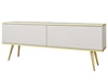 Szafka pod telewizor z drzwiczkami 135 cm z gładkim frontem Diolo Biała na złotych nogach
