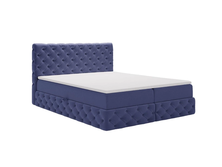 Łóżko kontynentalne z pojemnikiem na pościel 120x200 cm Canolo Niebieskie