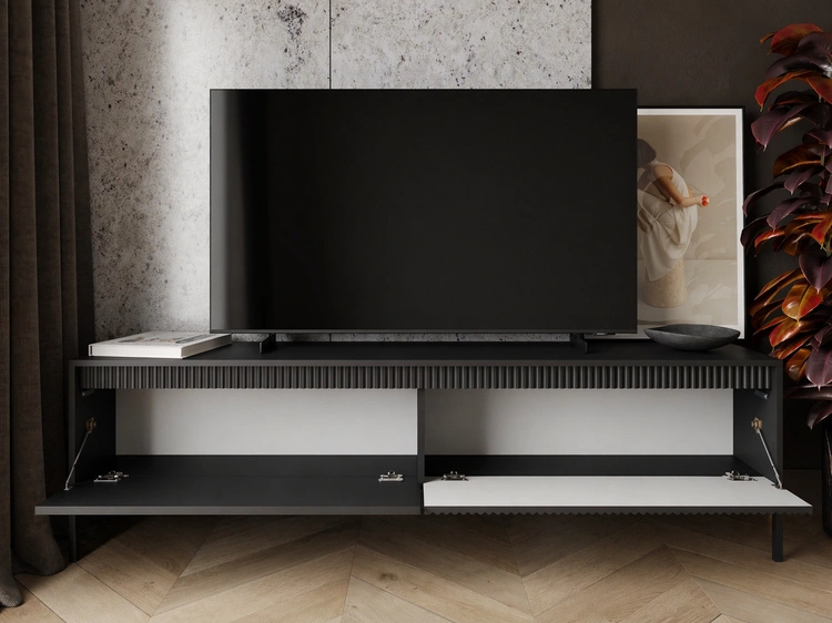 Szafka pod telewizor z drzwiczkami 187 cm Sorano Czarna