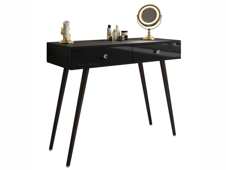 Konsola glamour z szufladami i kryształowymi uchwytami Olivine czarny połysk