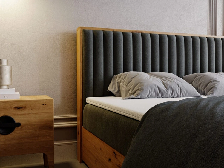 Łóżko kontynentalne z pojemnikiem na pościel 140x200 Forest Ciemny szary