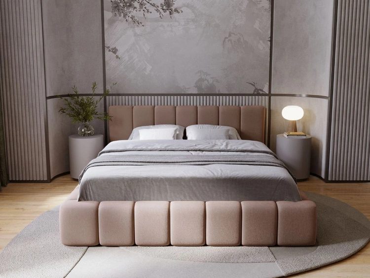 Łóżko tapicerowane z pojemnikiem i stelażem 180x200 Orio Brązowy