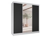 Szafa przesuwna z ryflowanym frontem i lustrem 200 cm Rivas Biała, Czarna