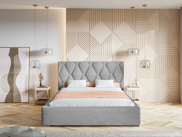 Łóżko tapicerowane z pojemnikiem i stelażem 120x200 Tasso Szare