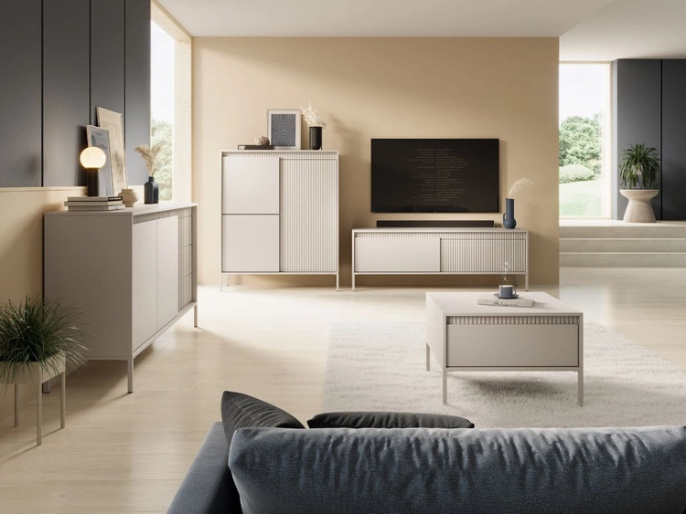 Szafka pod telewizor z drzwiczkami 153 cm Sorano Beżowa