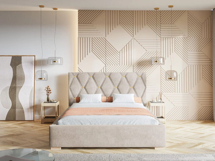 Łóżko tapicerowane z pojemnikiem i stelażem 120x200 Tasso Beżowe