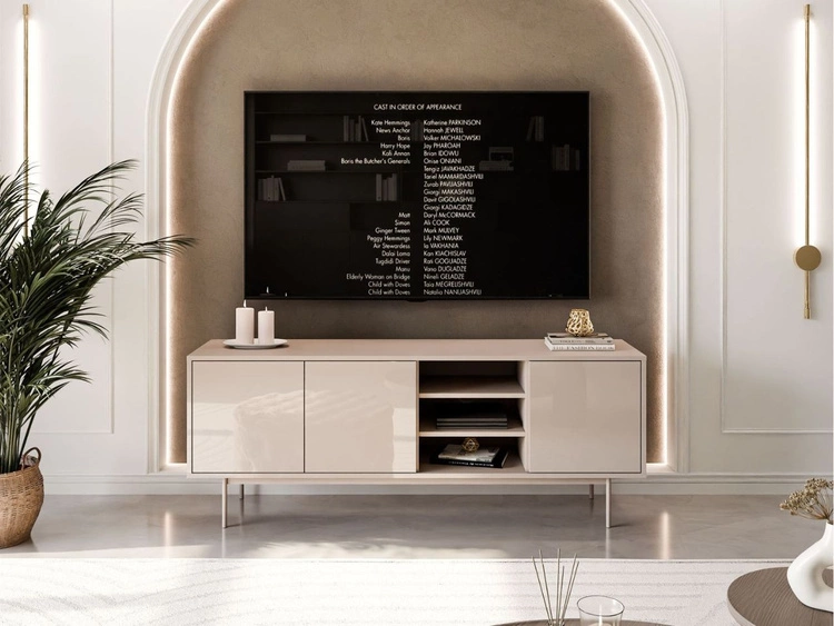 Szafka RTV glamour pod telewizor z drzwiczkami na kaszmirowych nogach Vivance Kaszmir połysk