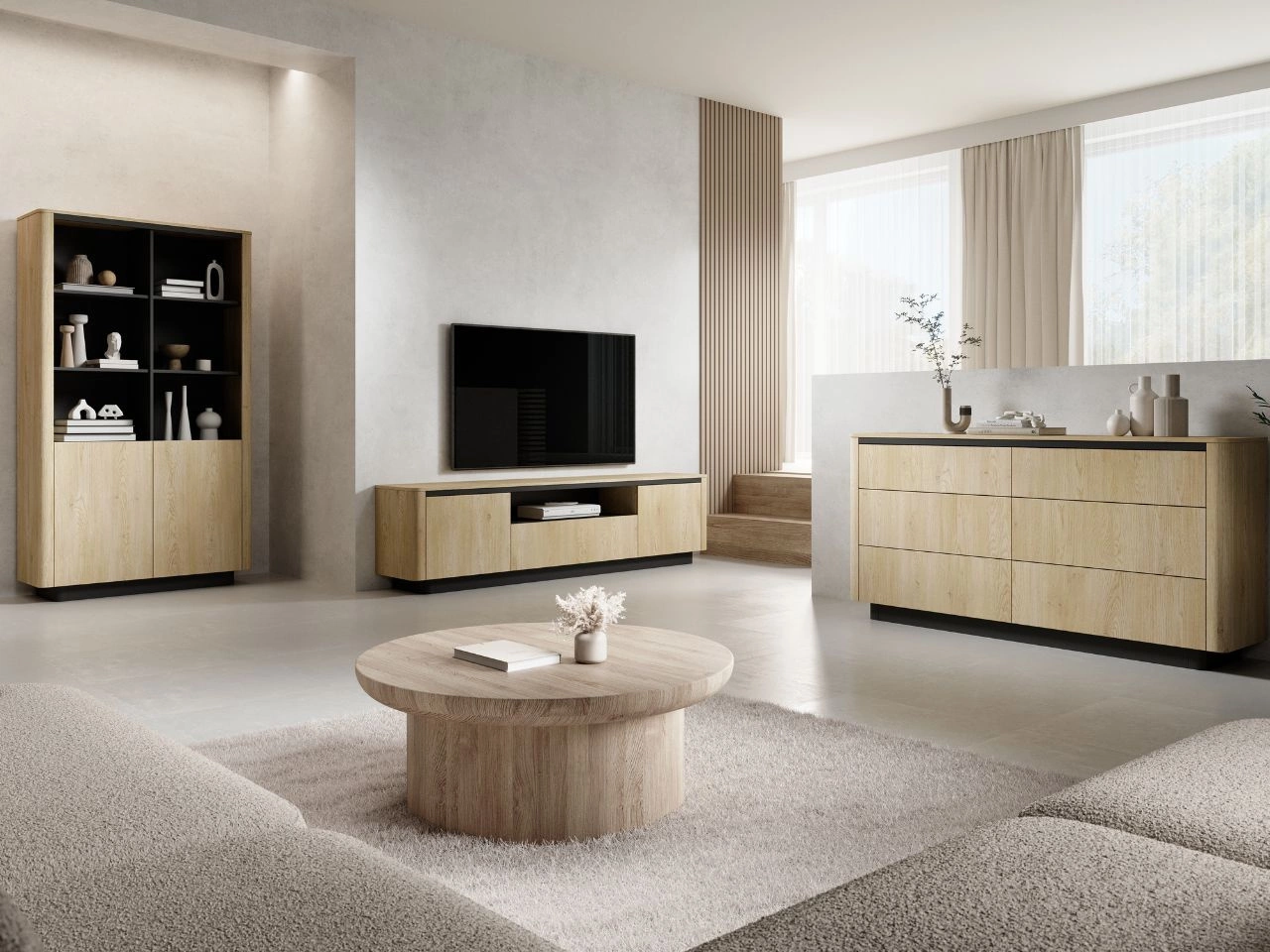 Zestaw mebli do salonu Fascino Dąb Cremona, czarny