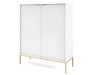Komoda z drzwiami Amber biała na złotych nogach