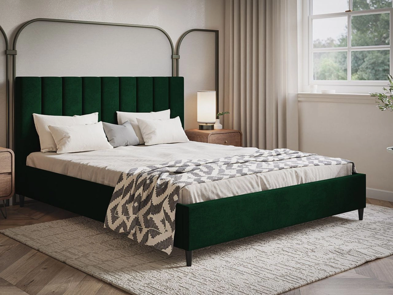 Łóżko tapicerowane ze stelażem 120x200 Snazi Zielony