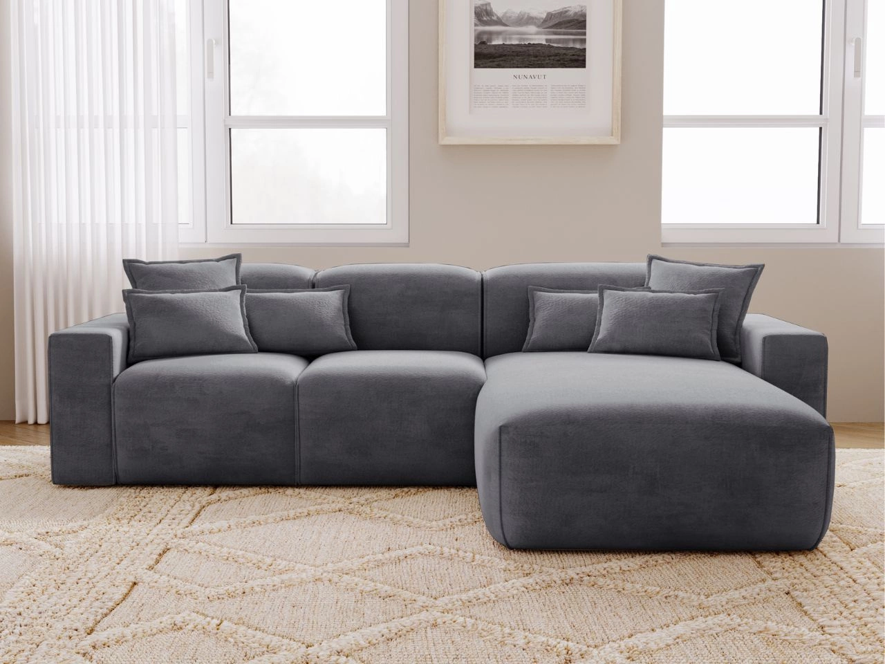 Narożnik L Prawy Leni Ciemny szary