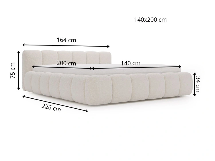 Łóżko tapicerowane z pojemnikiem i stelażem 140x200 Cloud Low czarne