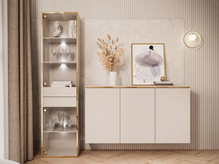 Zestaw mebli do salonu z oświetleniem LED w stylu glamour Evare Kaszmir
