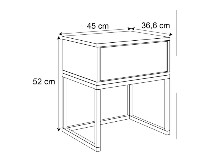 Stolik nocny glamour z szufladą i srebrnymi nogami Brisa czarny połysk