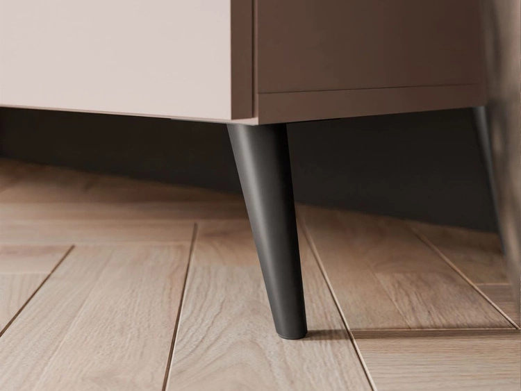 Szafka RTV pod telewizor z drzwiczkami i oświetleniem LED na czarnych nóżkach 200 cm Noaé Kaszmir