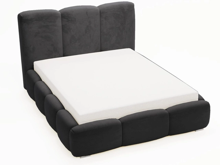 Łóżko tapicerowane z pojemnikiem i stelażem 200x200 cm Bubble Czarne