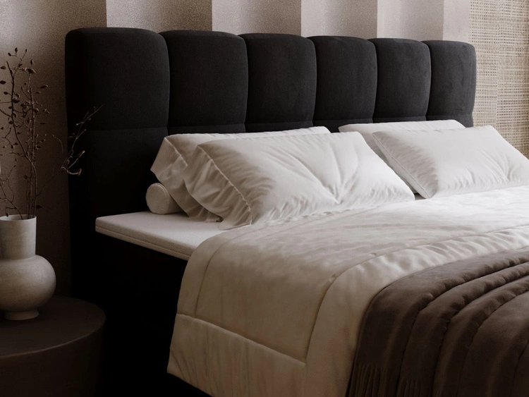 Łóżko kontynentalne z pojemnikiem na pościel 180x200 Maison Czarne
