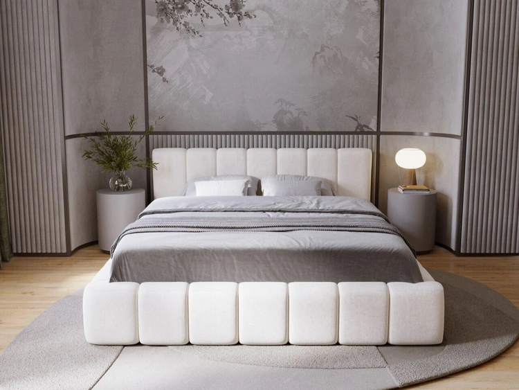 Łóżko tapicerowane z pojemnikiem i stelażem 160x200 Orio Beżowy