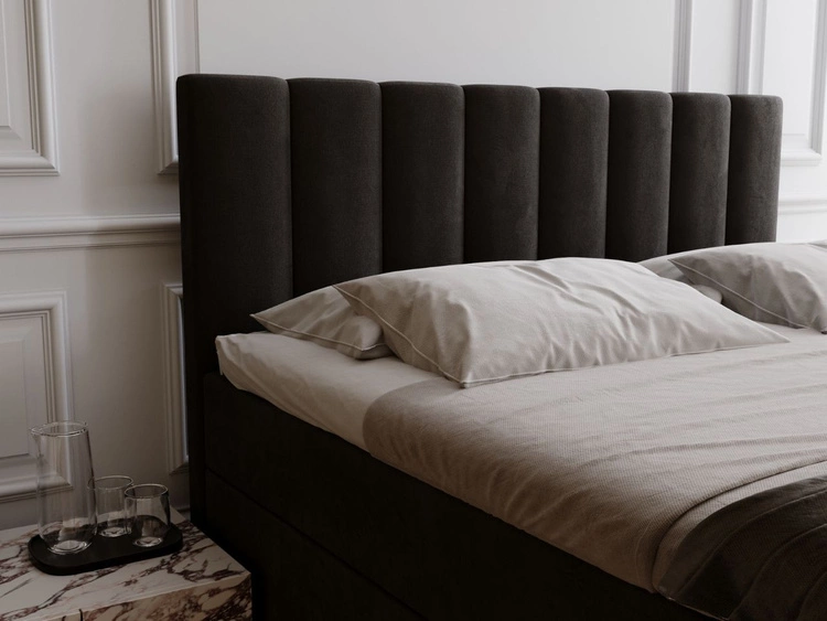 Łóżko kontynentalne z pojemnikiem na pościel 180x200 Mocca Czarne