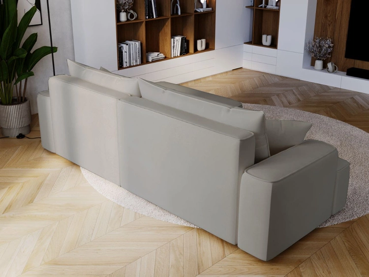 Narożnik L Prawy z funkcją spania i pojemnikiem California Jasnoszary