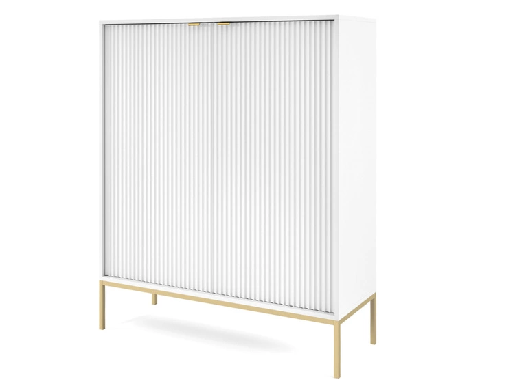 Komoda z drzwiami Amber biała na złotych nogach
