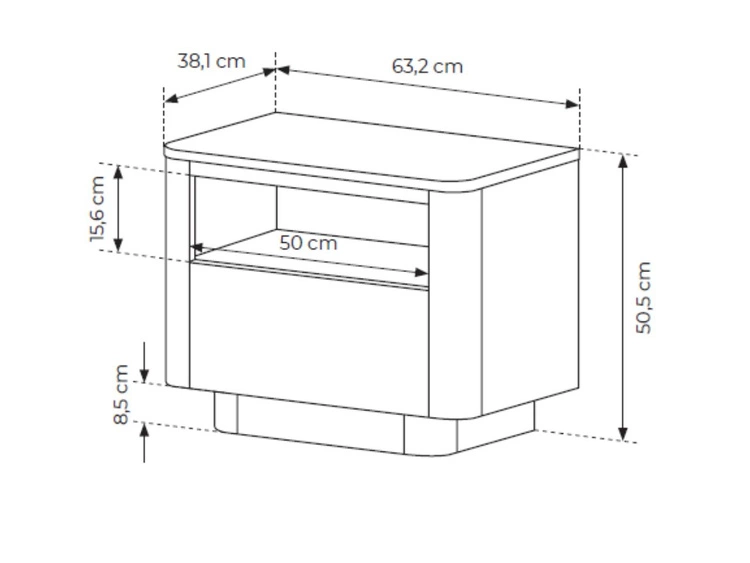 Stolik nocny z szufladą Fascino Dąb Cremona, czarny
