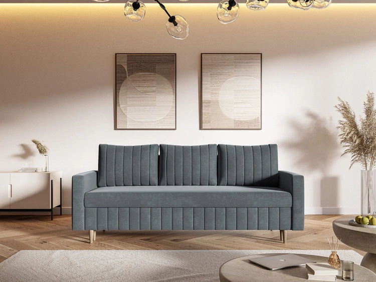 Kanapa z funkcją spania i pojemnikiem na pościel Castelo ciemnoszara